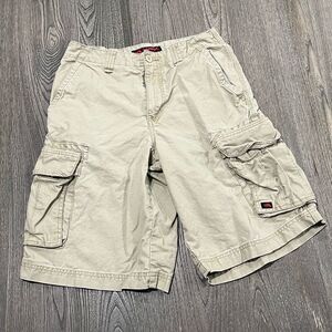 Tony Hawk Khaki Cargo Shorts Linen Cotton Blend Size 29